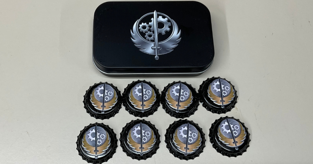 Brotherhood of Steel Tin Box with 8 Bottle Caps