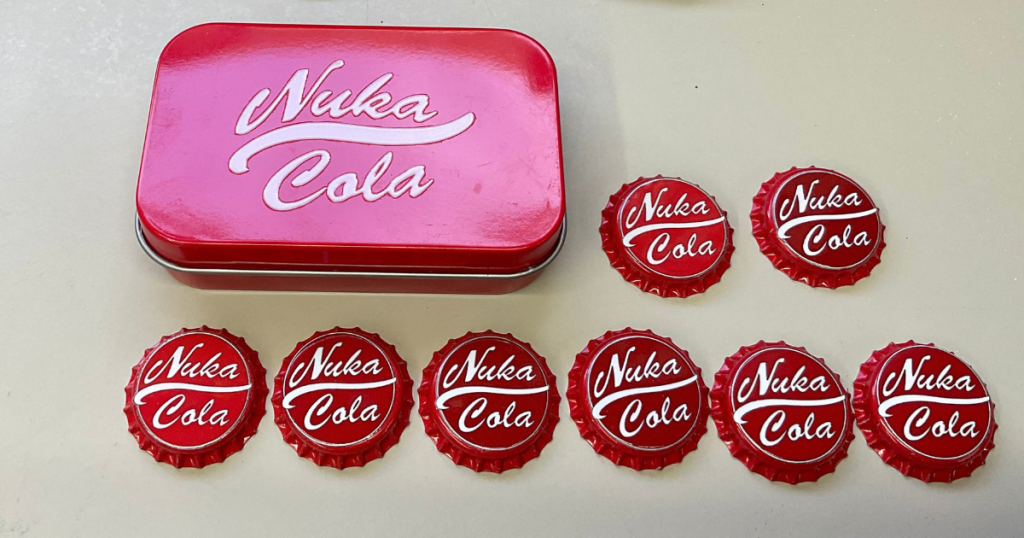 Nuka Cola Original Logo with 8 Bottle Caps
